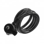 Zámok na bicykel Špirálové Zatváranie Na Kľúče 10x1200mm, Čierne + Úchytka
